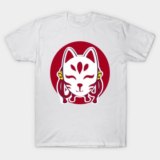 Cute kitsune mask with red circle T-Shirt